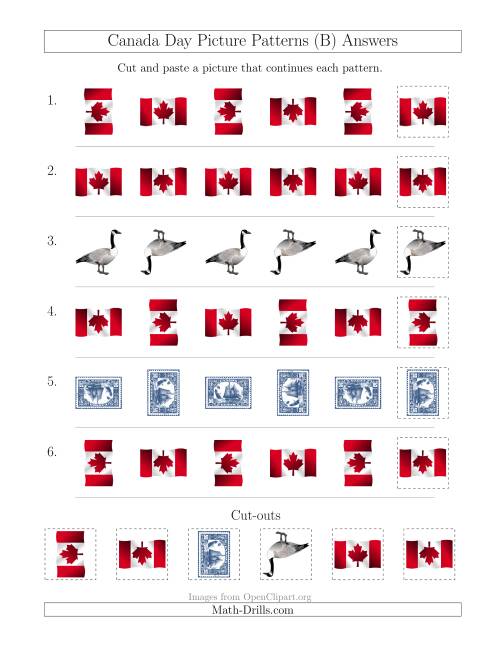 The Canada Day Picture Patterns with Rotation Attribute Only (B) Math Worksheet Page 2