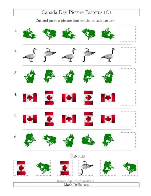 The Canada Day Picture Patterns with Rotation Attribute Only (C) Math Worksheet