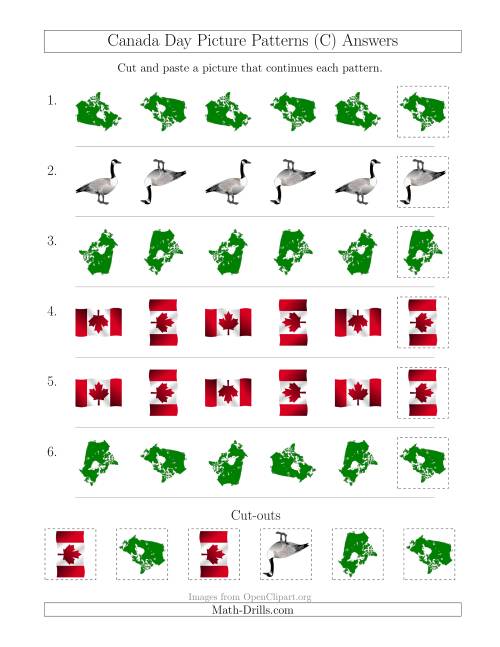 The Canada Day Picture Patterns with Rotation Attribute Only (C) Math Worksheet Page 2
