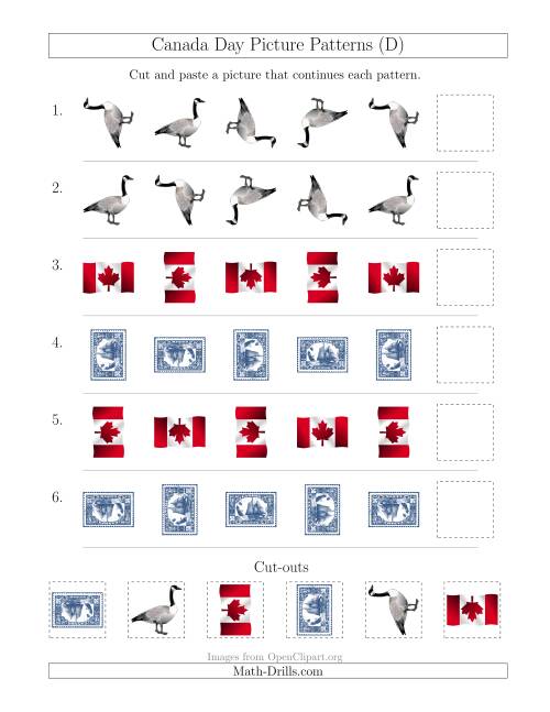 The Canada Day Picture Patterns with Rotation Attribute Only (D) Math Worksheet