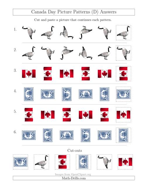 The Canada Day Picture Patterns with Rotation Attribute Only (D) Math Worksheet Page 2