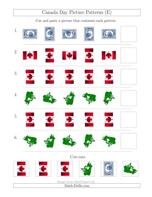 The Canada Day Picture Patterns with Rotation Attribute Only (E) Math Worksheet