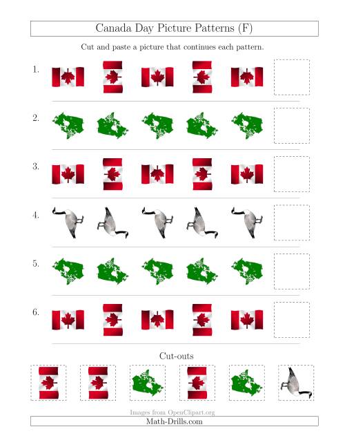 The Canada Day Picture Patterns with Rotation Attribute Only (F) Math Worksheet