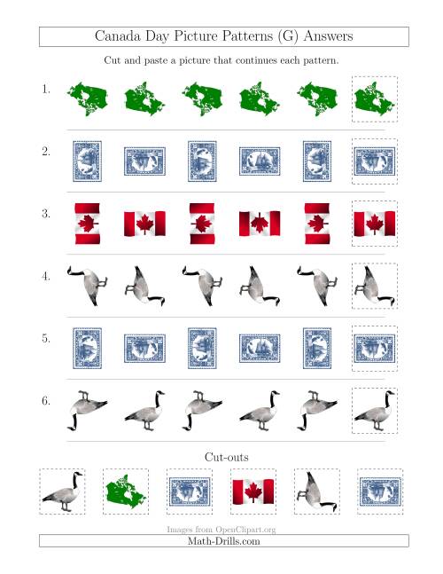 The Canada Day Picture Patterns with Rotation Attribute Only (G) Math Worksheet Page 2