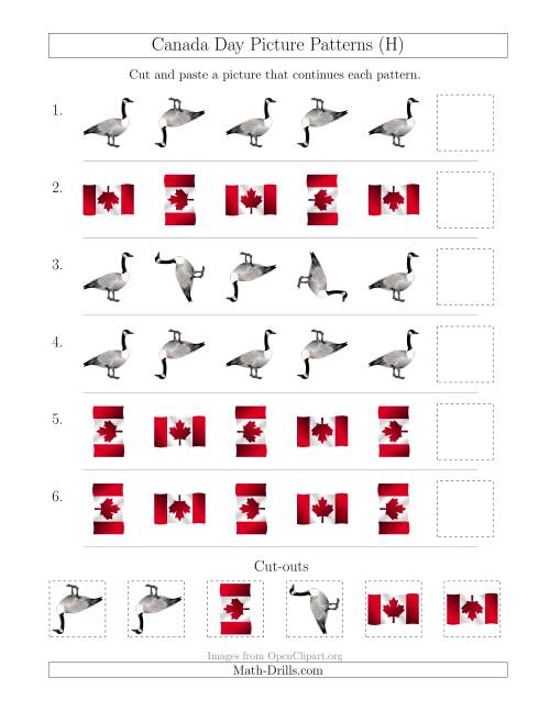 The Canada Day Picture Patterns with Rotation Attribute Only (H) Math Worksheet