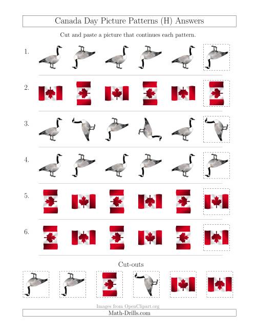 The Canada Day Picture Patterns with Rotation Attribute Only (H) Math Worksheet Page 2