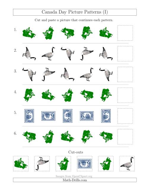 The Canada Day Picture Patterns with Rotation Attribute Only (I) Math Worksheet