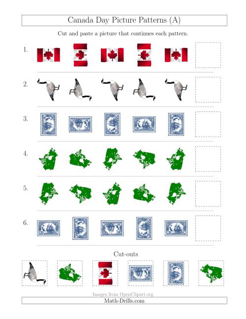 The Canada Day Picture Patterns with Rotation Attribute Only (All) Math Worksheet