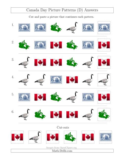The Canada Day Picture Patterns with Shape Attribute Only (D) Math Worksheet Page 2