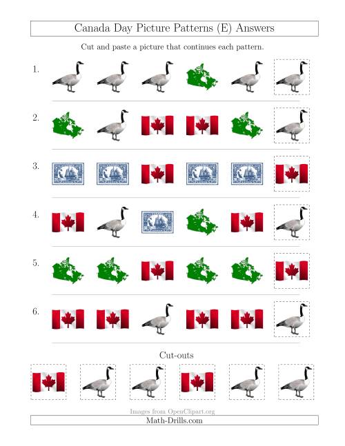The Canada Day Picture Patterns with Shape Attribute Only (E) Math Worksheet Page 2