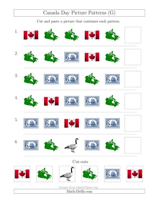 The Canada Day Picture Patterns with Shape Attribute Only (G) Math Worksheet