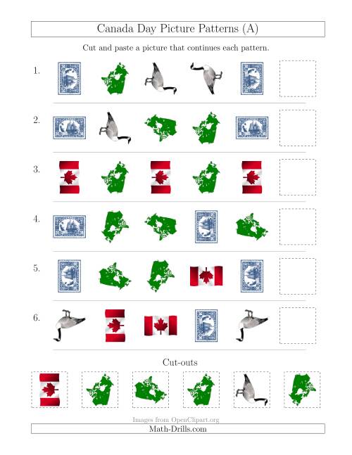 The Canada Day Picture Patterns with Shape and Rotation Attributes (A) Math Worksheet