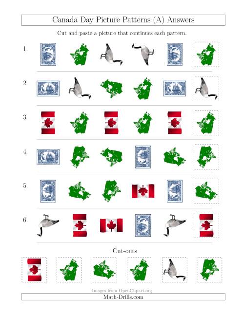 The Canada Day Picture Patterns with Shape and Rotation Attributes (A) Math Worksheet Page 2