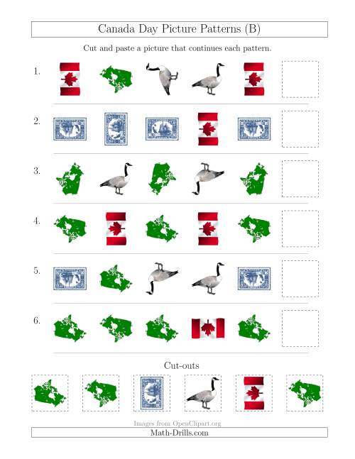 The Canada Day Picture Patterns with Shape and Rotation Attributes (B) Math Worksheet