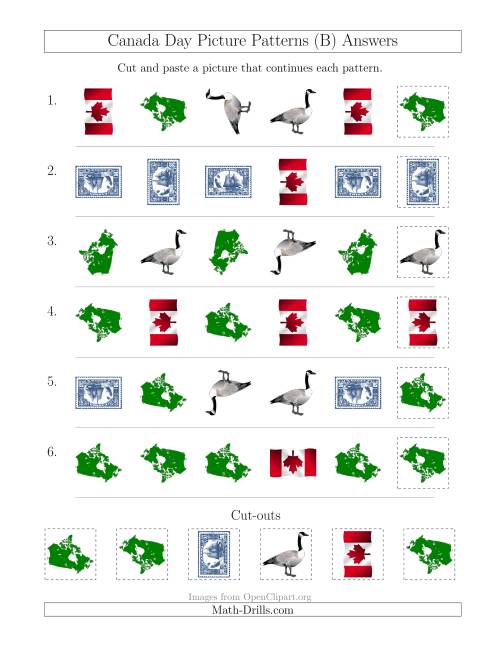 The Canada Day Picture Patterns with Shape and Rotation Attributes (B) Math Worksheet Page 2