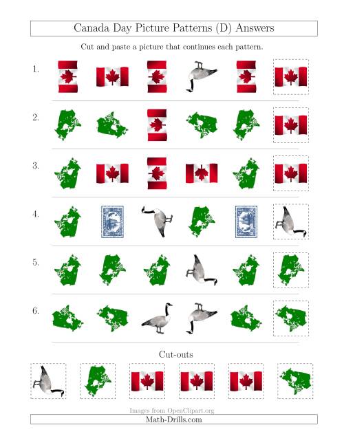 The Canada Day Picture Patterns with Shape and Rotation Attributes (D) Math Worksheet Page 2