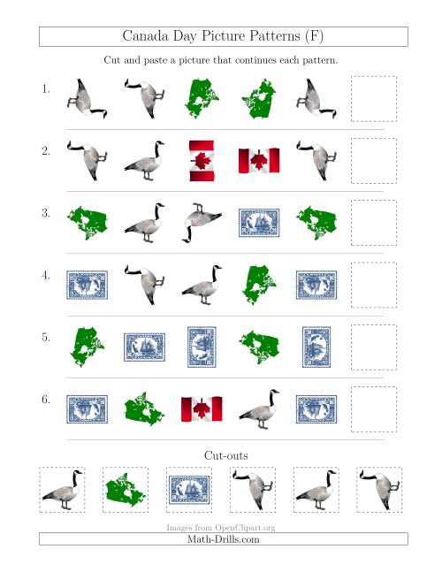 The Canada Day Picture Patterns with Shape and Rotation Attributes (F) Math Worksheet