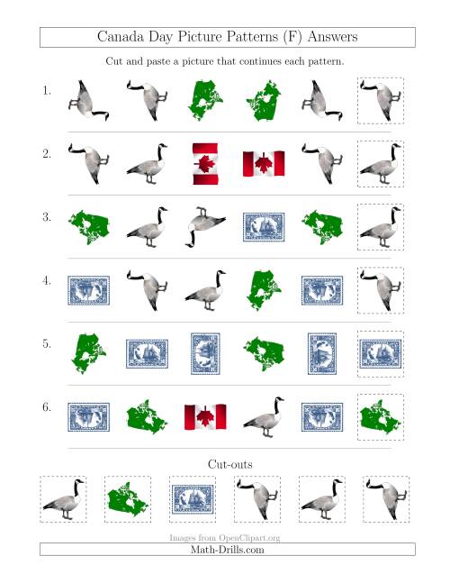 The Canada Day Picture Patterns with Shape and Rotation Attributes (F) Math Worksheet Page 2