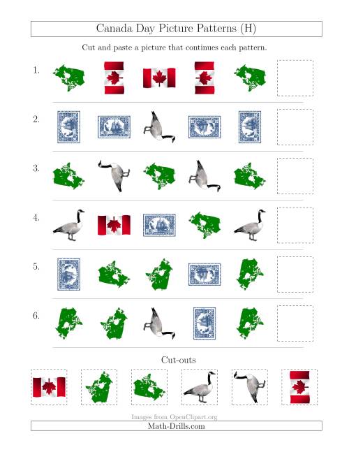 The Canada Day Picture Patterns with Shape and Rotation Attributes (H) Math Worksheet