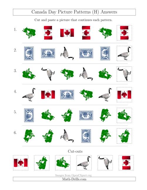 The Canada Day Picture Patterns with Shape and Rotation Attributes (H) Math Worksheet Page 2