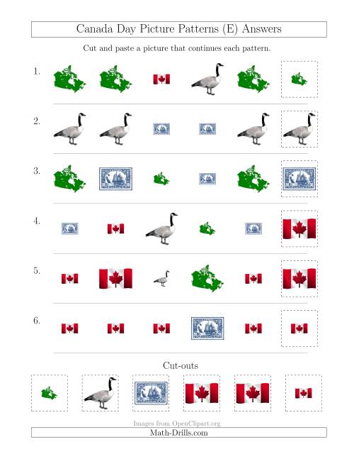 The Canada Day Picture Patterns with Shape and Size Attributes (E) Math Worksheet Page 2