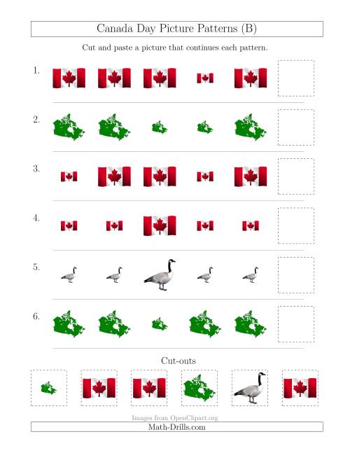 The Canada Day Picture Patterns with Size Attribute Only (B) Math Worksheet