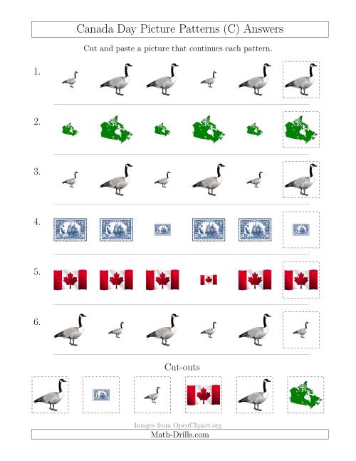 The Canada Day Picture Patterns with Size Attribute Only (C) Math Worksheet Page 2