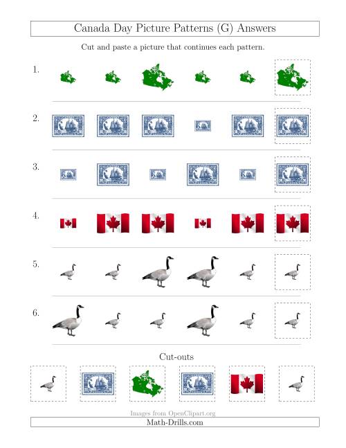The Canada Day Picture Patterns with Size Attribute Only (G) Math Worksheet Page 2