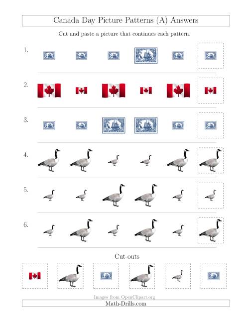 The Canada Day Picture Patterns with Size Attribute Only (All) Math Worksheet Page 2