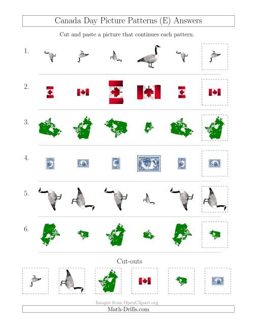 The Canada Day Picture Patterns with Size and Rotation Attributes (E) Math Worksheet Page 2