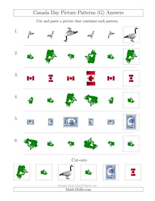 The Canada Day Picture Patterns with Size and Rotation Attributes (G) Math Worksheet Page 2