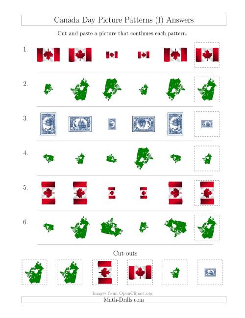 The Canada Day Picture Patterns with Size and Rotation Attributes (I) Math Worksheet Page 2
