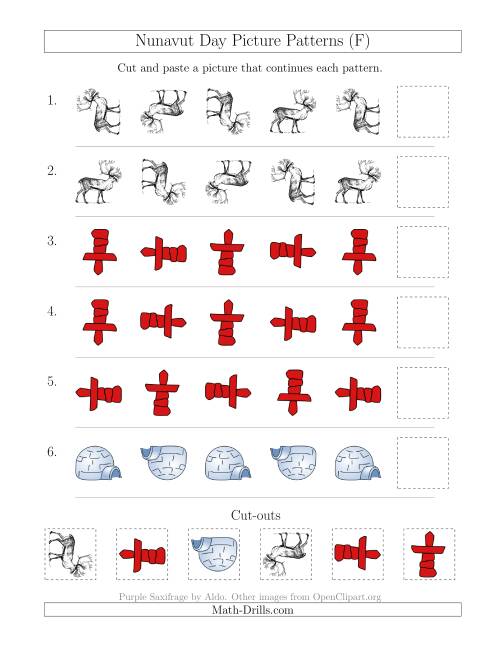 The Nunavut Day Picture Patterns with Rotation Attribute Only (F) Math Worksheet