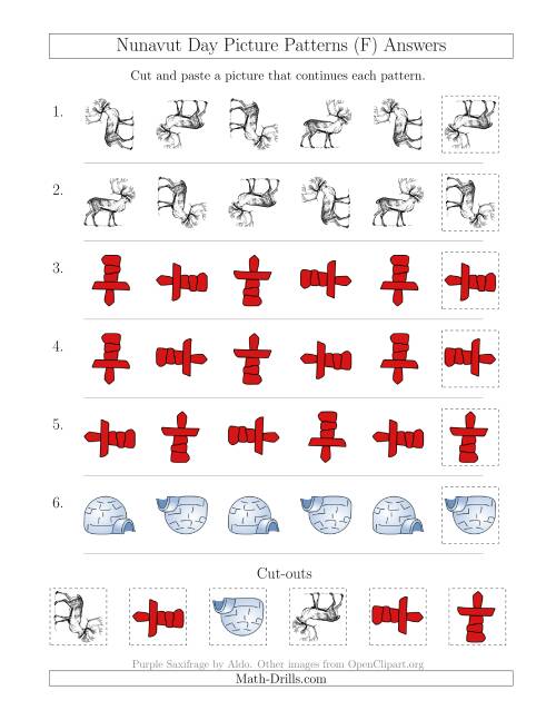 The Nunavut Day Picture Patterns with Rotation Attribute Only (F) Math Worksheet Page 2