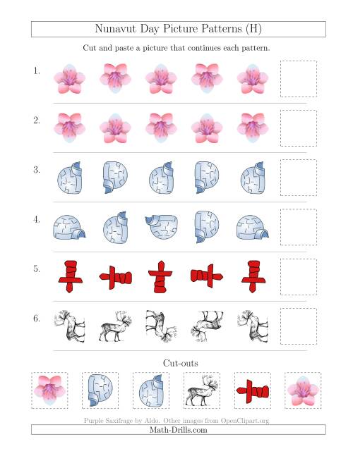 The Nunavut Day Picture Patterns with Rotation Attribute Only (H) Math Worksheet