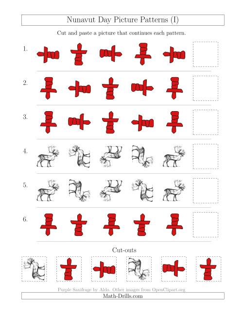 The Nunavut Day Picture Patterns with Rotation Attribute Only (I) Math Worksheet