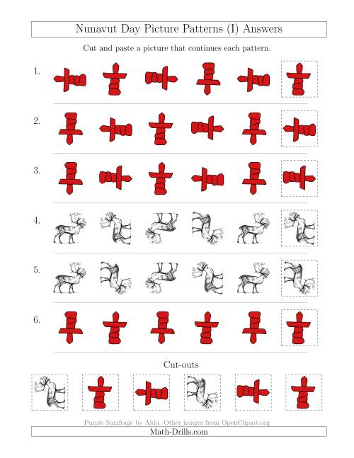 The Nunavut Day Picture Patterns with Rotation Attribute Only (I) Math Worksheet Page 2