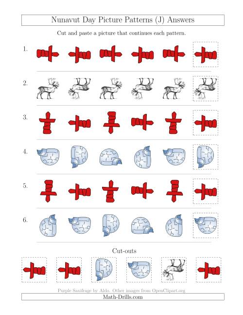 The Nunavut Day Picture Patterns with Rotation Attribute Only (J) Math Worksheet Page 2