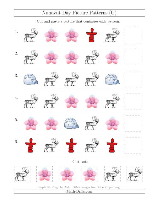 The Nunavut Day Picture Patterns with Shape Attribute Only (G) Math Worksheet