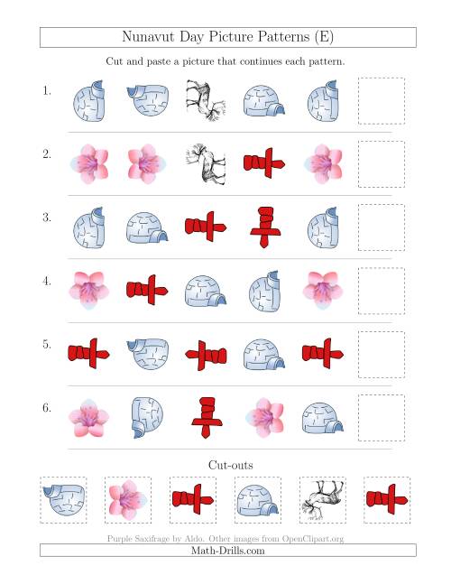 The Nunavut Day Picture Patterns with Shape and Rotation Attributes (E) Math Worksheet