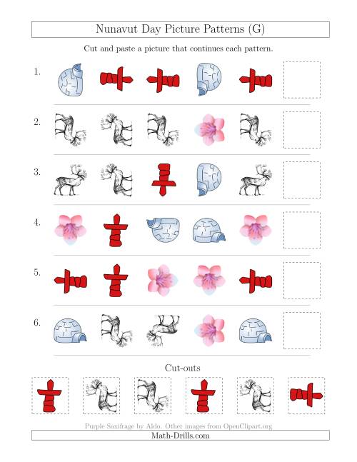 The Nunavut Day Picture Patterns with Shape and Rotation Attributes (G) Math Worksheet