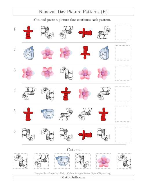 The Nunavut Day Picture Patterns with Shape and Rotation Attributes (H) Math Worksheet