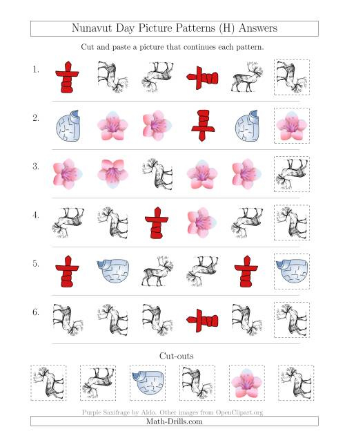 The Nunavut Day Picture Patterns with Shape and Rotation Attributes (H) Math Worksheet Page 2