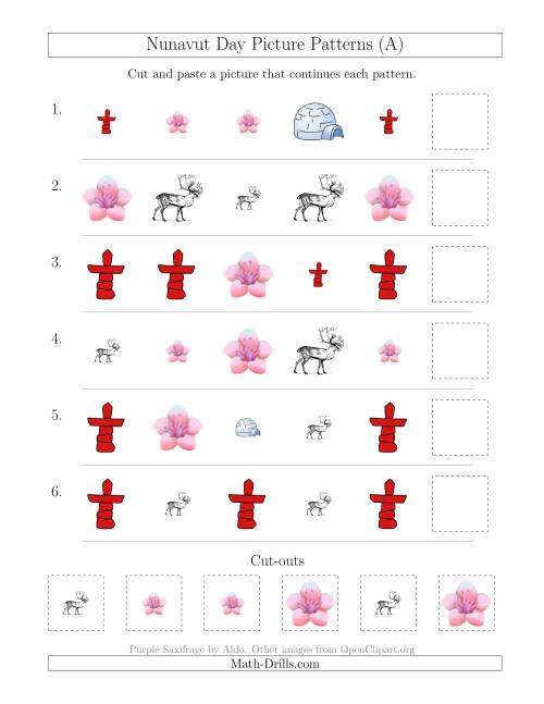The Nunavut Day Picture Patterns with Shape and Size Attributes (A) Math Worksheet