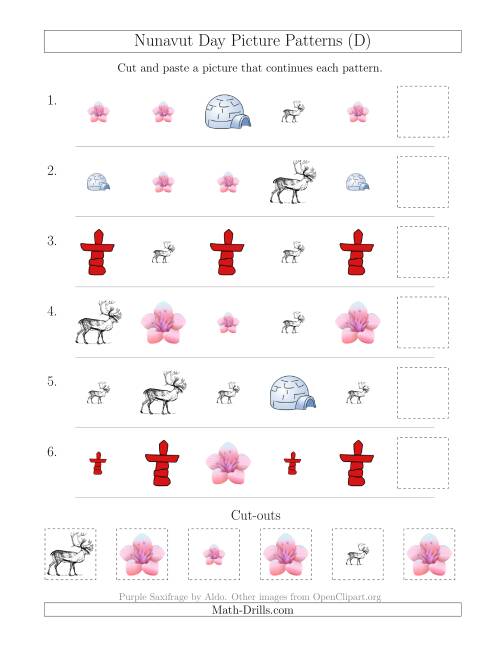 The Nunavut Day Picture Patterns with Shape and Size Attributes (D) Math Worksheet