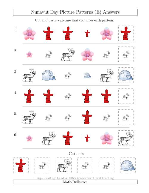 The Nunavut Day Picture Patterns with Shape and Size Attributes (E) Math Worksheet Page 2