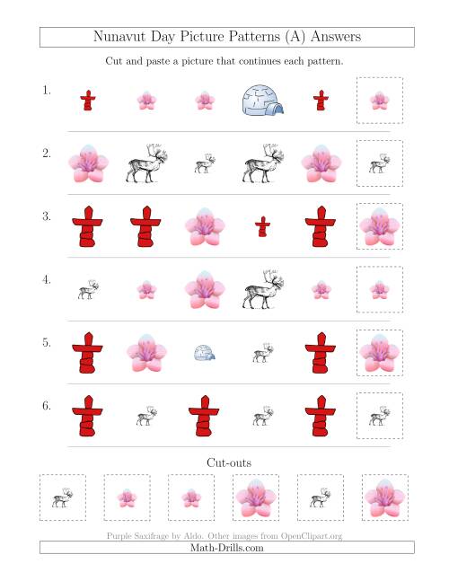 The Nunavut Day Picture Patterns with Shape and Size Attributes (All) Math Worksheet Page 2