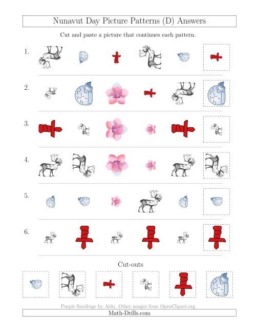 The Nunavut Day Picture Patterns with Shape, Size and Rotation Attributes (D) Math Worksheet Page 2