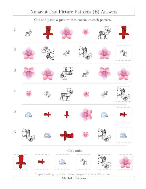 The Nunavut Day Picture Patterns with Shape, Size and Rotation Attributes (E) Math Worksheet Page 2