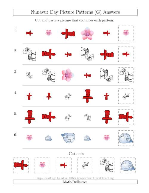 The Nunavut Day Picture Patterns with Shape, Size and Rotation Attributes (G) Math Worksheet Page 2